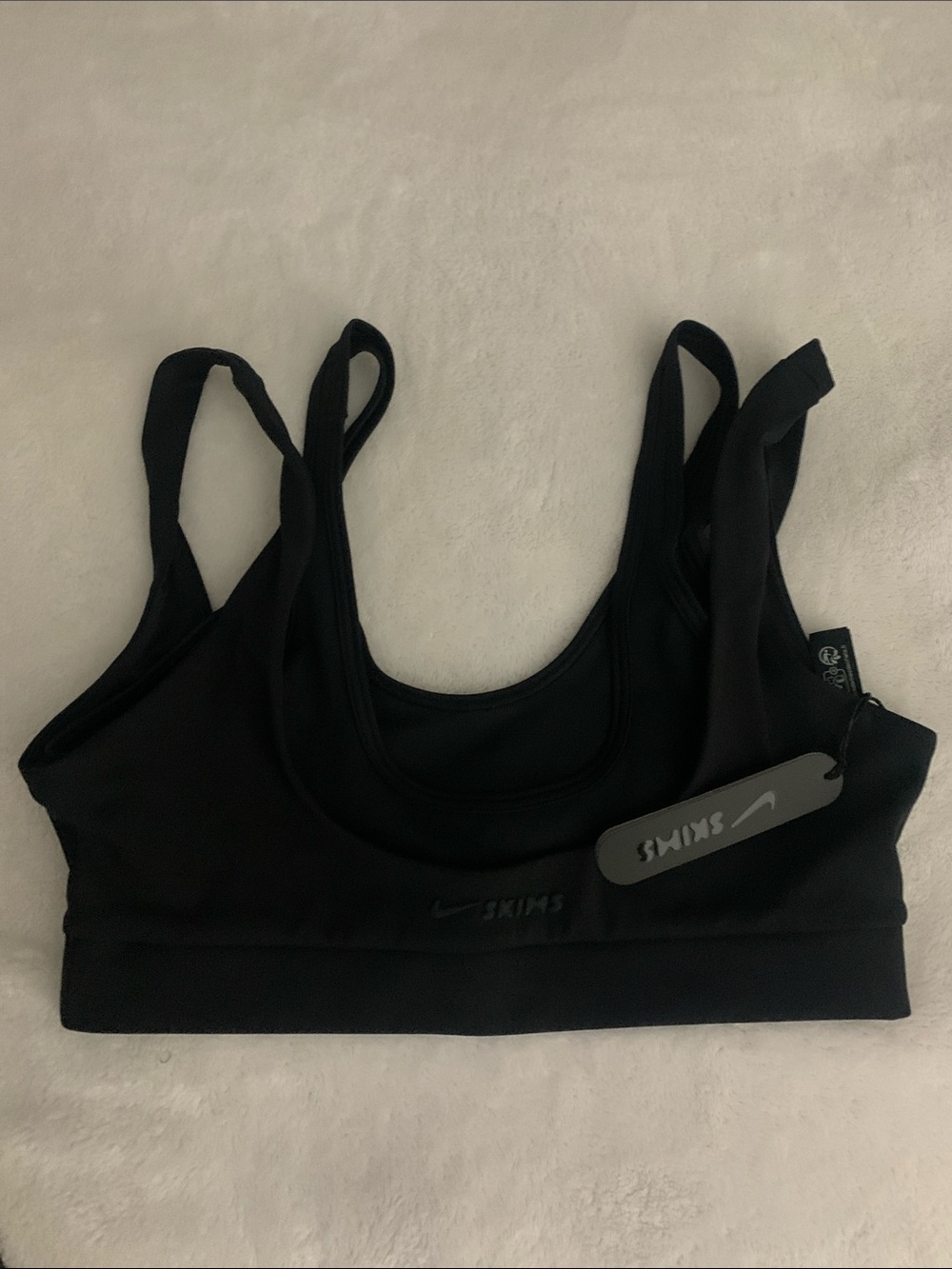NikeSKIMS Matte Double Strap Scoop Bra• SMALL• Obsidian •BNWT